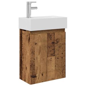 vidaXL Meuble de salle de bain avec robinet Bois ancien
