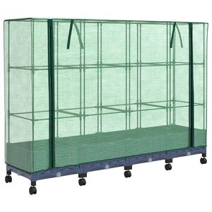 vidaXL Jardini&egrave;re de jardin avec couverture de serre et roues 4 pc PP