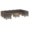 vidaXL Salon de jardin avec coussins 10 pcs gris r&eacute;sine tress&eacute;e