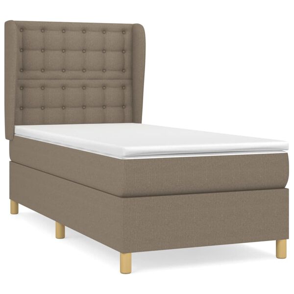 vidaXL Sommier &agrave; lattes de lit avec matelas Taupe 100x200 cm Tissu