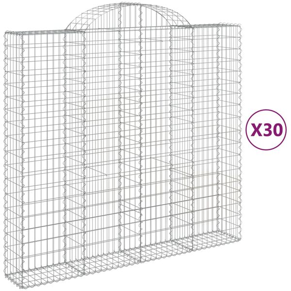 vidaXL Paniers à gabions arqués 30 pcs 200x50x180/200 cm Fer galvanisé