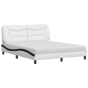 vidaXL Lit avec matelas Hvar blanc et noir 160x200 cm similicuir
