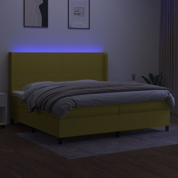 vidaXL Sommier &agrave; lattes de lit matelas LED Vert 200x200 cm Tissu