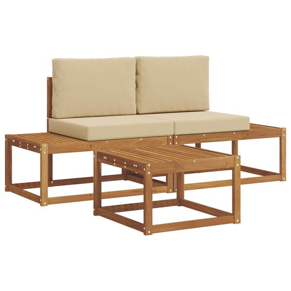 vidaXL Ensemble de canap&eacute;s d'ext&eacute;rieur avec coussin 3 pcs Naturel