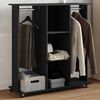 vidaXL Garde-robe avec roues noir 102x38x110 cm bois d'ing&eacute;nierie