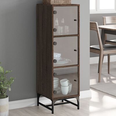 vidaXL Buffet avec portes en verre chêne marron 35x37x120 cm