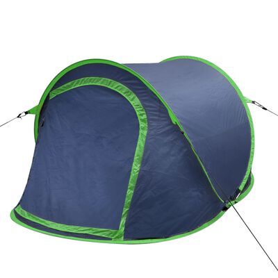 vidaXL Tente de camping escamotable 2 personnes bleu marine/vert
