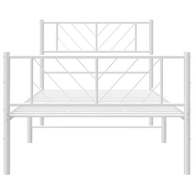 vidaXL Cadre de lit métal sans matelas et pied de lit blanc 100x190 cm