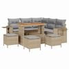 vidaXL Ensemble de canap&eacute; de jardin 9 pc Beige polyrotin