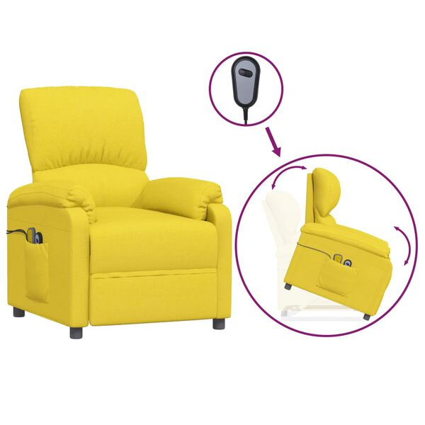 vidaXL Fauteuil de massage Jaune clair Tissu