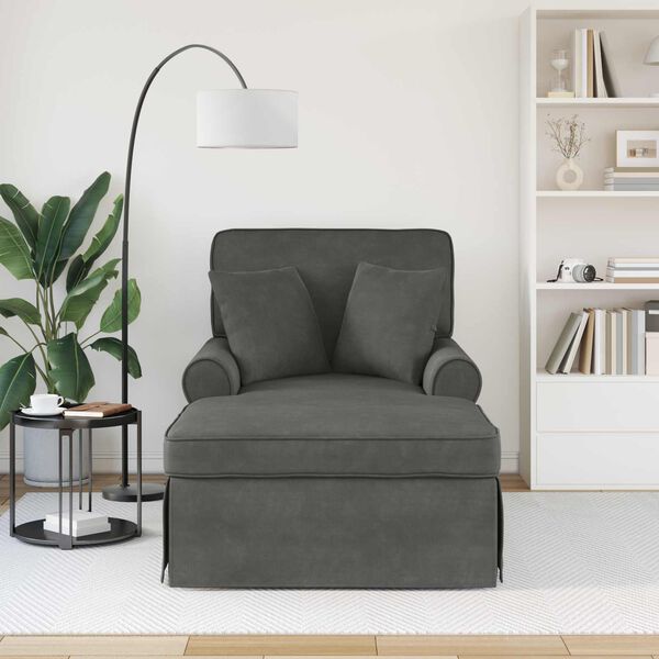 vidaXL Chaise lounge avec jupe Gris fonc&eacute; 91 x 157 x 91 cm