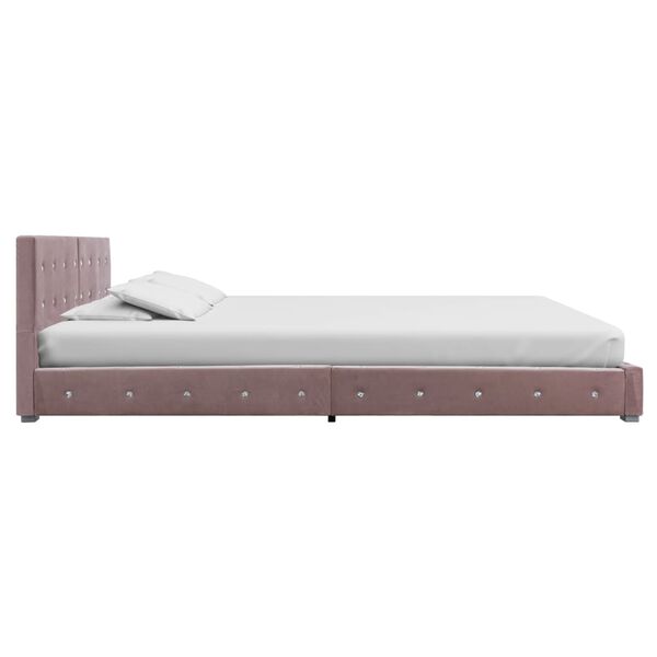 vidaXL Lit avec matelas Rose Velours 180x200 cm