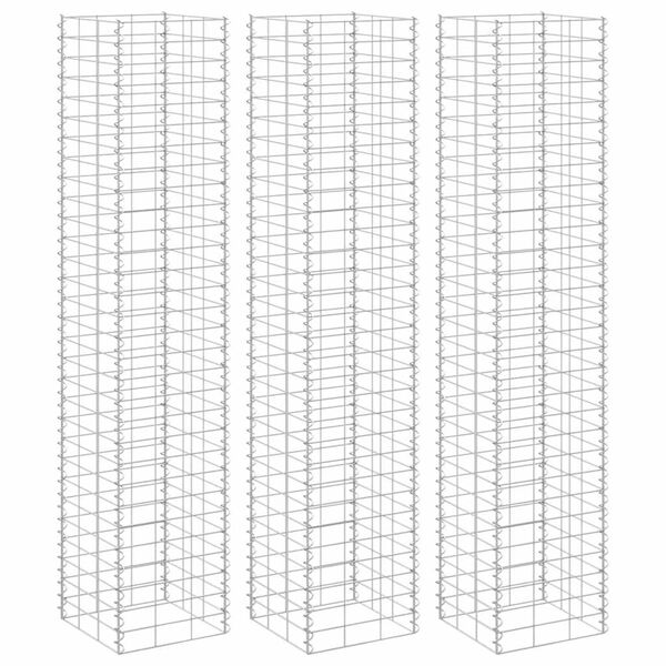vidaXL Lits surélevés en gabion 3 pcs 30x30x150 cm Fer