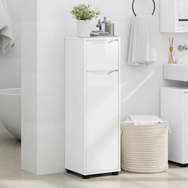 vidaXL Cabinet de salle de bain Blanc brillant 30,5 x 30 x 101 cm