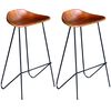 vidaXL Chaises de bar lot de 2 noir et marron cuir véritable