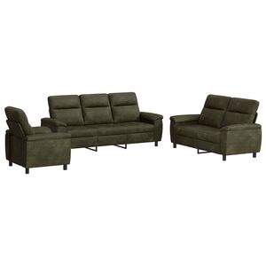vidaXL Ensemble de Canap&eacute;s 3 pcs Vert arm&eacute;e Simili daim