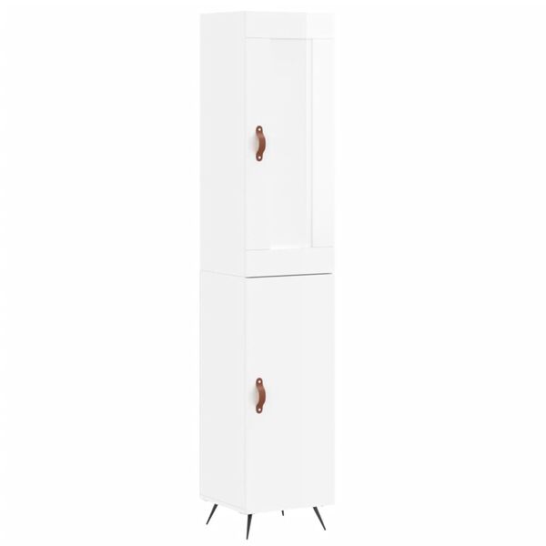 vidaXL Buffet haut Blanc brillant 34,5x34x180 cm Bois d'ing&eacute;nierie