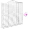vidaXL Paniers &agrave; gabions arqu&eacute;s 6 pcs 200x30x200/220 cm fer galvanis&eacute;