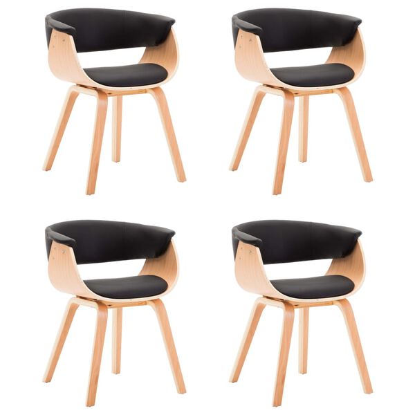 vidaXL Chaises à manger lot de 4 noir bois courbé et similicuir