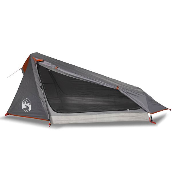 vidaXL Tente de camping tunnel 1 personne gris et orange imperméable