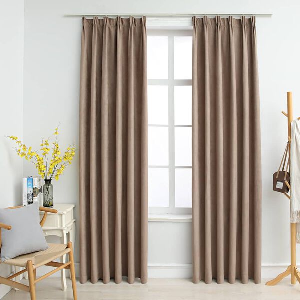 vidaXL Rideaux occultants avec crochets 2 pcs Taupe 140x225 cm