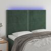 vidaXL T&ecirc;te de lit &agrave; LED Vert fonc&eacute; 144x5x118/128 cm Velours