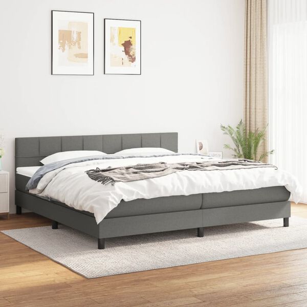 vidaXL Sommier &agrave; lattes de lit avec matelas Gris fonc&eacute; 160x200cm Tissu