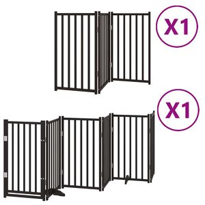 vidaXL Barri&egrave;re pour chien porte pliable 9 panneaux noir bois peuplier