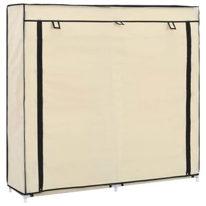 vidaXL Armoire &agrave; chaussures avec housse Cr&egrave;me 115x28x110 cm Tissu