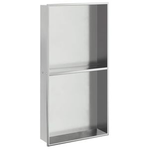 vidaXL Niche de douche argent&eacute; bross&eacute; 32x62x9 cm acier inoxydable