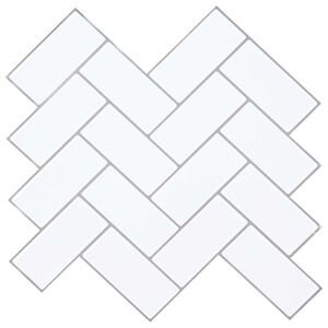 vidaXL Carreau en chevron 10 pcs Blanc gris 30 x 30 cm