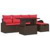 vidaXL Ensemble de canap&eacute; de jardin 6 pc Marron polyrotin