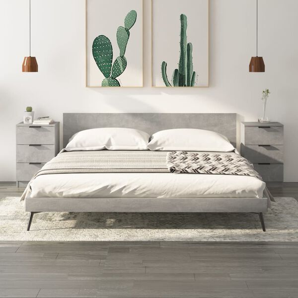 vidaXL Tables de chevet 2 pcs Gris béton 40x36x65 cm