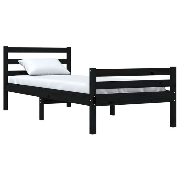 vidaXL Cadre de lit sans matelas noir bois massif 90x200 cm