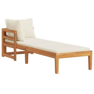 vidaXL Chaise longue avec 1 accoudoir Blanc cr&egrave;me Bois d'acacia solide