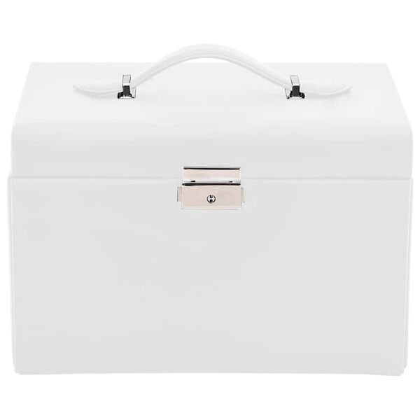 vidaXL Bo&icirc;te &agrave; bijoux 3niveaux miroir verrouillable blanc 26x18x17,5cm