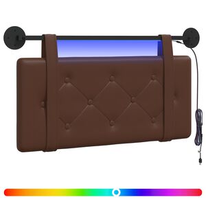 vidaXL T&ecirc;te de lit suspendue Avec lumi&egrave;re LED Marron Simili cuir
