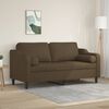 vidaXL Canap&eacute; 2 places et oreillers et coussins Marron 140 cm Tissu