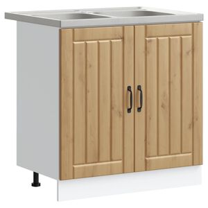 vidaXL Meuble sous &eacute;vier Lucca 2 pcs Ch&ecirc;ne artisanal Bois d'ing&eacute;nierie