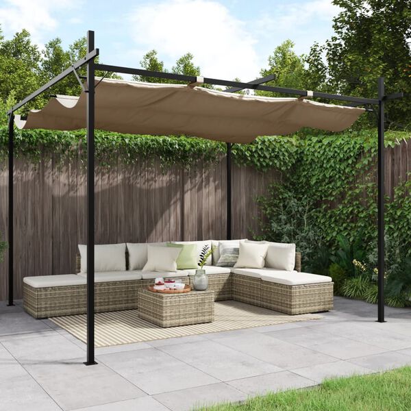 vidaXL Pergola avec toit rétractable taupe 295x292x230 cm