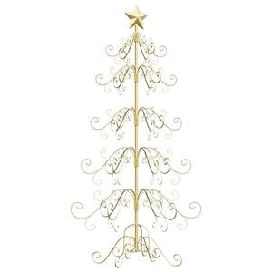vidaXL Arbre de No&euml;l en m&eacute;tal Dor&eacute; 150 cm Acier rev&ecirc;tu de poudre