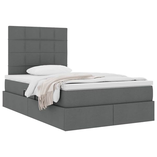 vidaXL Lit avec rangement et matelas Gris fonc&eacute; 120 x 190 cm tissu