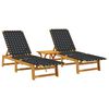 vidaXL Chaises longues lot de 2 avec table noir bois massif d'acacia