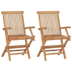 vidaXL Chaises pliantes (lot de 2) avec accoudoirs, en bois de teck