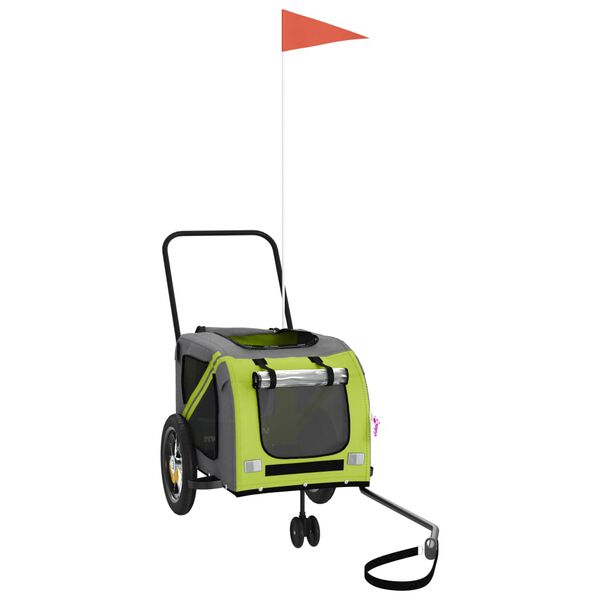 vidaXL Remorque de v&eacute;lo pour animaux de compagnie vert et noir