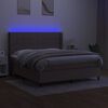 vidaXL Sommier &agrave; lattes de lit matelas et LED Taupe 160x200 cm Tissu