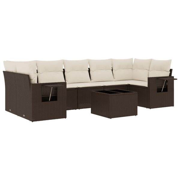 vidaXL Salon de jardin 8 pcs avec coussins marron r&eacute;sine tress&eacute;e