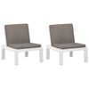 vidaXL Chaises de salon de jardin et coussins lot de 2 Plastique Blanc