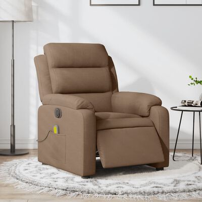 vidaXL Fauteuil inclinable de massage électrique marron tissu