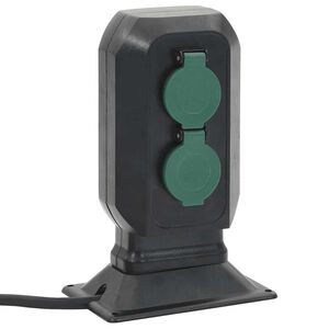 vidaXL Prise d'ext&eacute;rieur avec piquet &agrave; 2 voies noir vert 15,5x11x24 cm